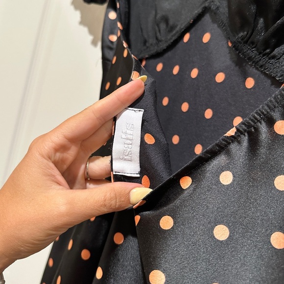 Isalis Satin Polka Dot Open Back Midi Dress - Picture 6 of 8